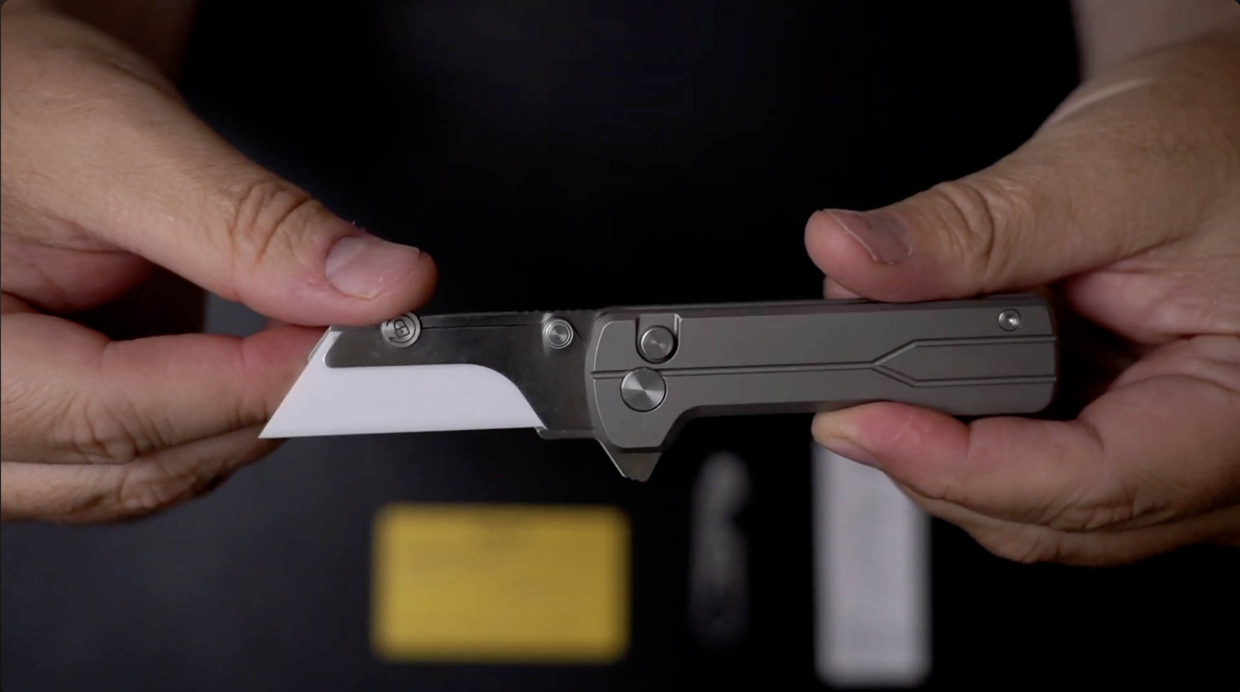 OKnife U1 Ultra Titanium Ceramic Button Lock Utility Knife